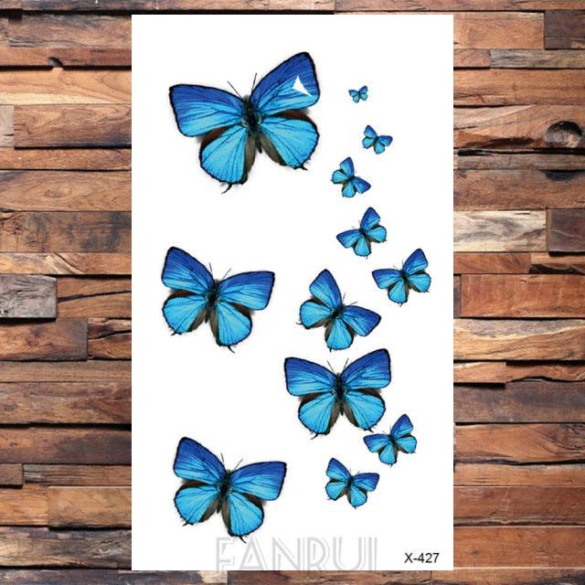 Cute Black Birds Temporary Waterproof Stickers Tattoo Flower Body Elegant Bird Butterfly Style For Womens