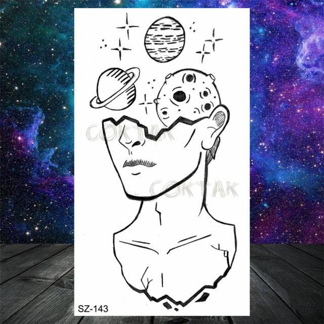 Realistic Small Planets Temporary Tattoos Arm Waterpoof Black Sticker Space Planets For Girls And Boys