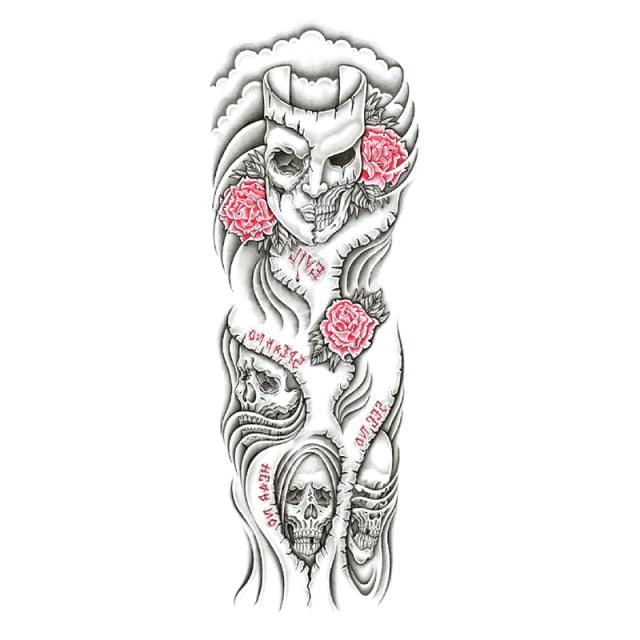 Big Realistic Tiger Tattoo Waterproof Temporary Dragon Flower Sticker Full Arm Large Size Sleeve Big Luxury Design For Mens