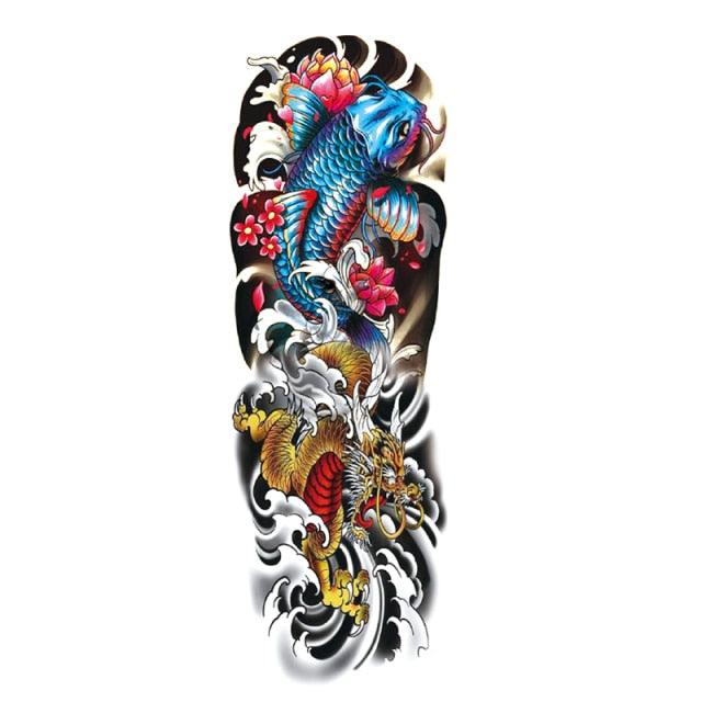 Big Realistic Tiger Tattoo Waterproof Temporary Dragon Flower Sticker Full Arm Large Size Sleeve Big Luxury Design For Mens