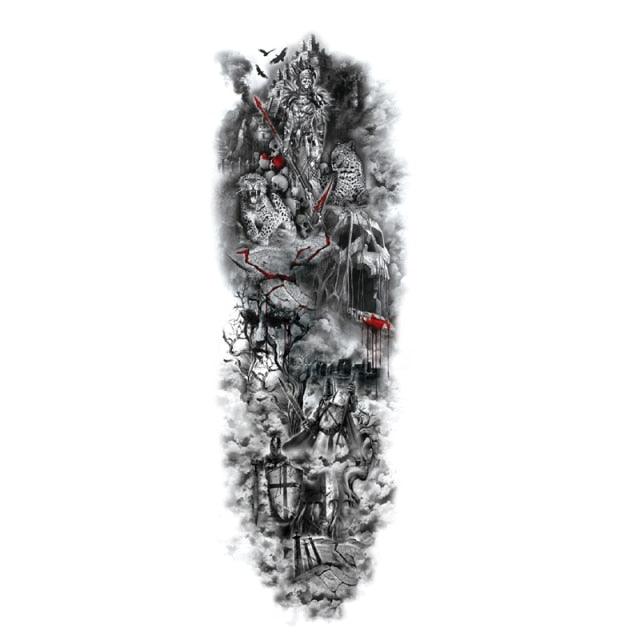 Big Realistic Tiger Tattoo Waterproof Temporary Dragon Flower Sticker Full Arm Large Size Sleeve Big Luxury Design For Mens