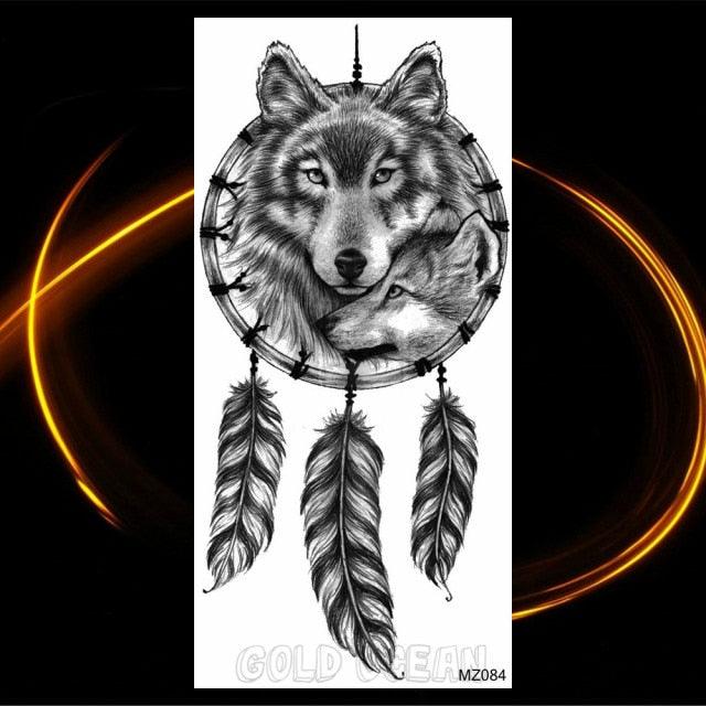 Luxury Tiger Temporary Tattoos Fox Wolf Fake Tattoo Sticker Realistic Black Animal Temporary Tattoo Stickers For Mens