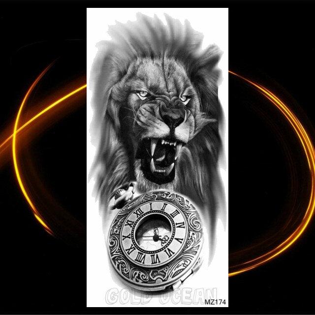 Luxury Tiger Temporary Tattoos Fox Wolf Fake Tattoo Sticker Realistic Black Animal Temporary Tattoo Stickers For Mens