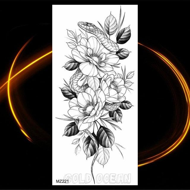 Luxury Tiger Temporary Tattoos Fox Wolf Fake Tattoo Sticker Realistic Black Animal Temporary Tattoo Stickers For Mens
