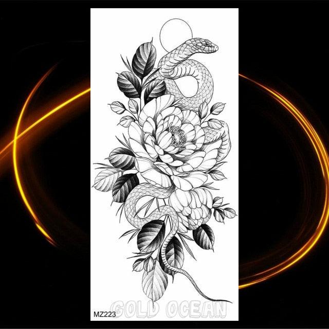 Luxury Tiger Temporary Tattoos Fox Wolf Fake Tattoo Sticker Realistic Black Animal Temporary Tattoo Stickers For Mens