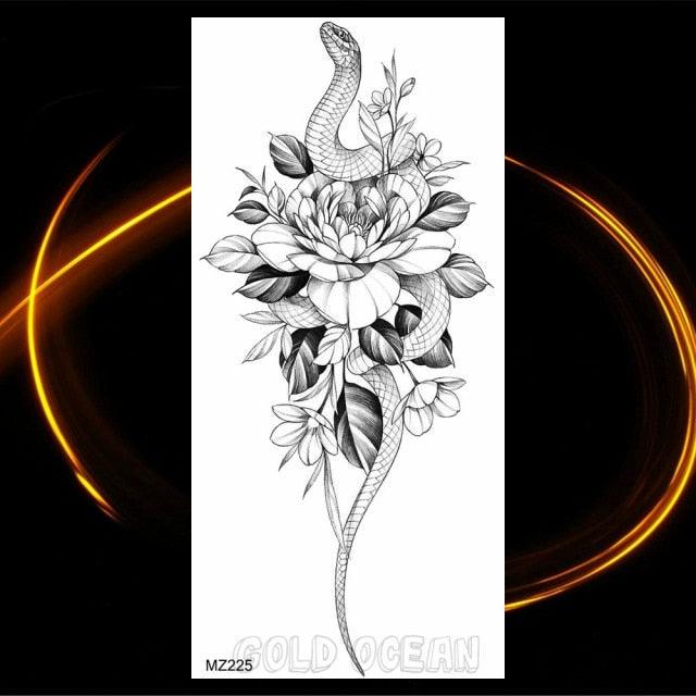 Luxury Tiger Temporary Tattoos Fox Wolf Fake Tattoo Sticker Realistic Black Animal Temporary Tattoo Stickers For Mens