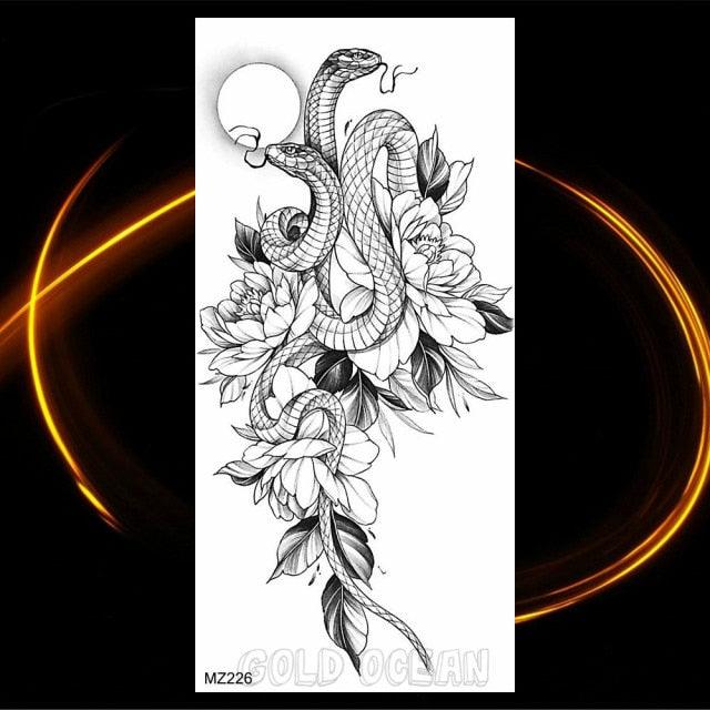 Luxury Tiger Temporary Tattoos Fox Wolf Fake Tattoo Sticker Realistic Black Animal Temporary Tattoo Stickers For Mens
