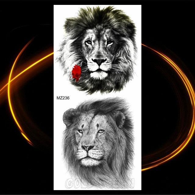 Luxury Tiger Temporary Tattoos Fox Wolf Fake Tattoo Sticker Realistic Black Animal Temporary Tattoo Stickers For Mens