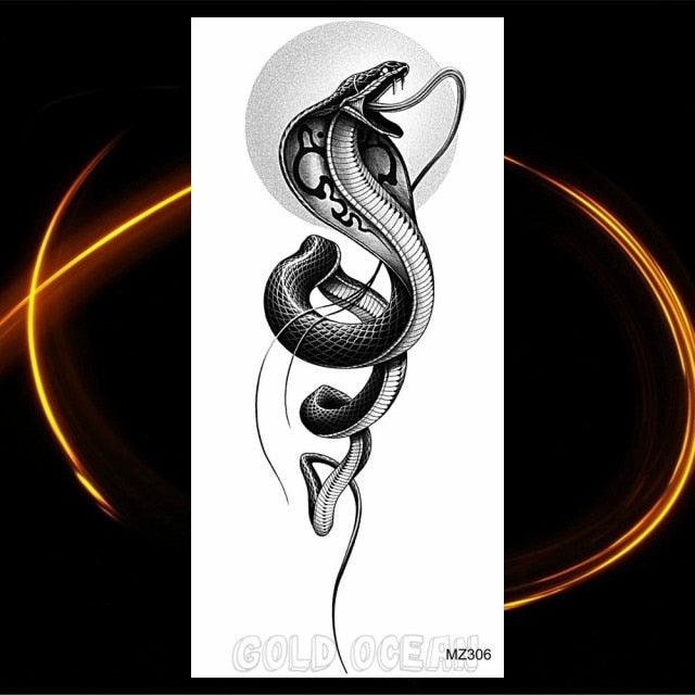 Luxury Tiger Temporary Tattoos Fox Wolf Fake Tattoo Sticker Realistic Black Animal Temporary Tattoo Stickers For Mens