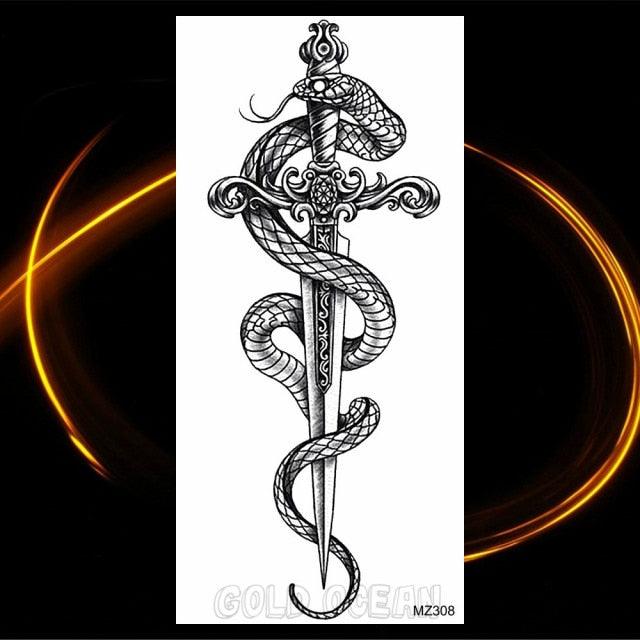 Luxury Tiger Temporary Tattoos Fox Wolf Fake Tattoo Sticker Realistic Black Animal Temporary Tattoo Stickers For Mens