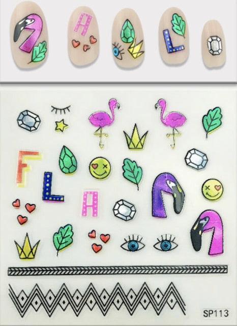 Plant Laser Abstract Lady Face Nail Decals Sliders Paper Art Decor Gel Polish Sticker Manicure Foils 3D Rhinestone Sticker Fun Nail Art Stickers Decal 3D Self-Adhesive Abstract Face Curve Graffiti Nail Design for Acrylic Nail Supplies