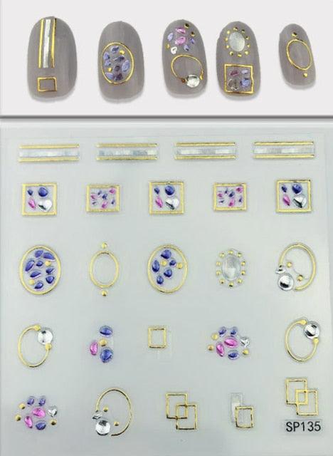 Plant Laser Abstract Lady Face Nail Decals Sliders Paper Art Decor Gel Polish Sticker Manicure Foils 3D Rhinestone Sticker Fun Nail Art Stickers Decal 3D Self-Adhesive Abstract Face Curve Graffiti Nail Design for Acrylic Nail Supplies