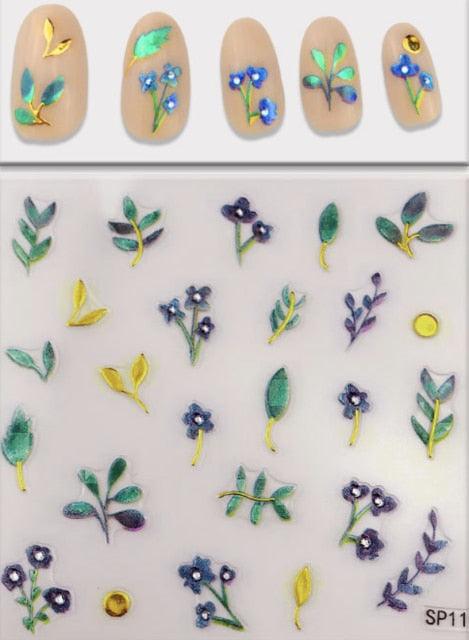 Plant Laser Abstract Lady Face Nail Decals Sliders Paper Art Decor Gel Polish Sticker Manicure Foils 3D Rhinestone Sticker Fun Nail Art Stickers Decal 3D Self-Adhesive Abstract Face Curve Graffiti Nail Design for Acrylic Nail Supplies