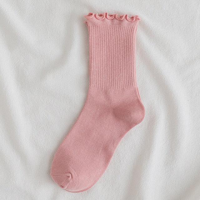 Little Flower Socks Girl's Socks Simple Solid Color Socks Women's Long Socks Kawaii Happy And Funny Breathable Socks For Women