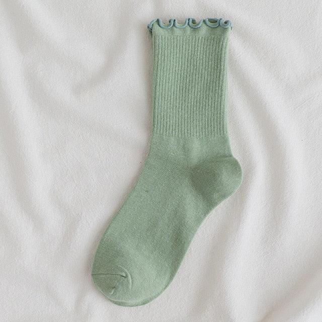 Little Flower Socks Girl's Socks Simple Solid Color Socks Women's Long Socks Kawaii Happy And Funny Breathable Socks For Women