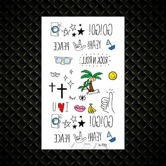Fashion Small Sexy Black Temporary Waterproof Tattoo Cute Star Heart Tattoos Sticker Body Finger Tattoo For Kids Womens