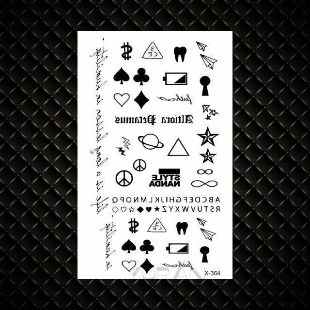 Fashion Small Sexy Black Temporary Waterproof Tattoo Cute Star Heart Tattoos Sticker Body Finger Tattoo For Kids Womens