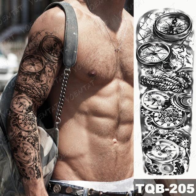 Full Arm Temporary Tattoos 8 Sheets and Half Arm Shoulder Waterproof Tattoos Elegant Large Lion Sleeve Sticker Tattoo Waterproof Temporary Big Wolf Tatoos For Men and Women