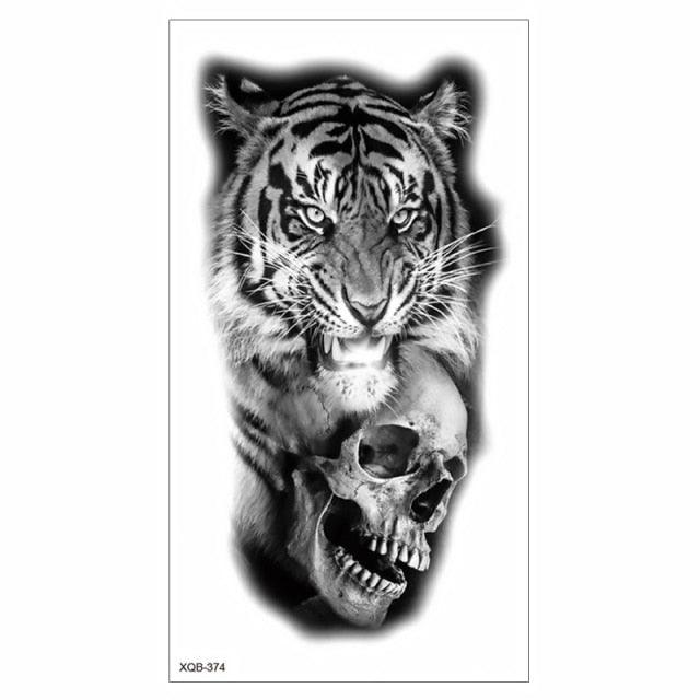 Big Tiger Lion Waterproof Temporary Sticker Tattoo Arm Legs Fake Tattoo Stickers For Adults Realistic Luxury Design For Mens Womens