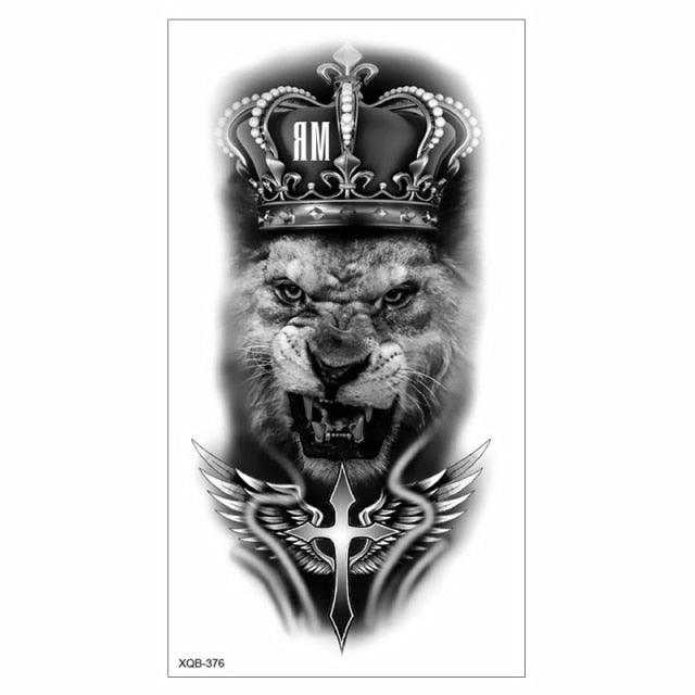 Big Tiger Lion Waterproof Temporary Sticker Tattoo Arm Legs Fake Tattoo Stickers For Adults Realistic Luxury Design For Mens Womens
