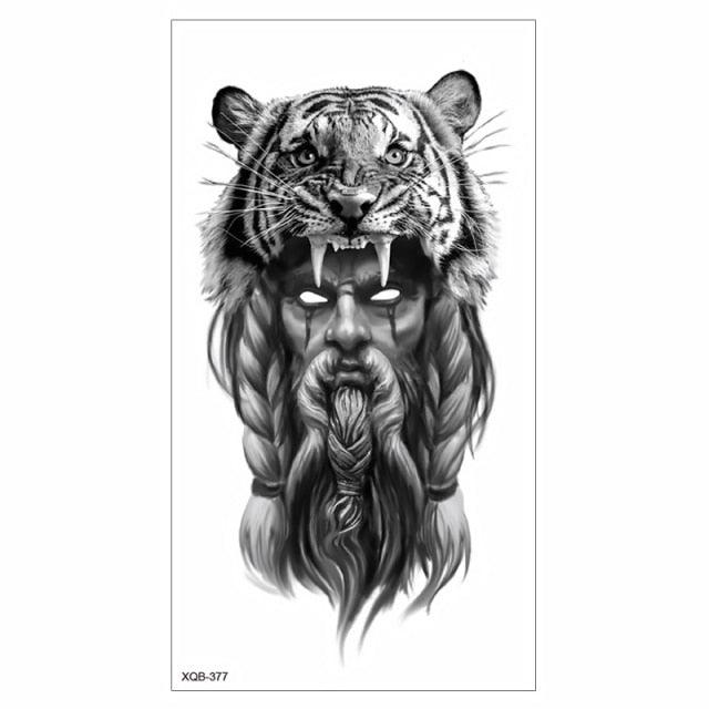 Big Tiger Lion Waterproof Temporary Sticker Tattoo Arm Legs Fake Tattoo Stickers For Adults Realistic Luxury Design For Mens Womens