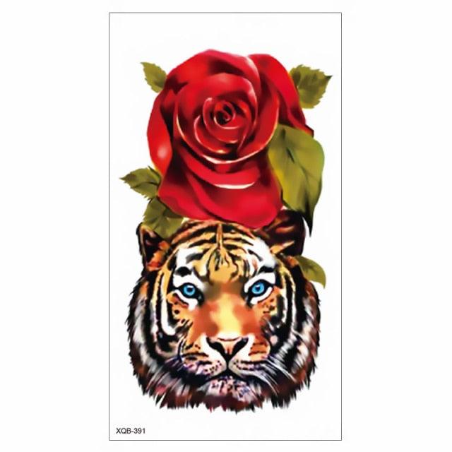 Big Tiger Lion Waterproof Temporary Sticker Tattoo Arm Legs Fake Tattoo Stickers For Adults Realistic Luxury Design For Mens Womens