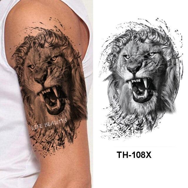 Fashion Temporary Sticker Tiger Tattoo Waterproof Removable Realistic Body Tatoo For Mens