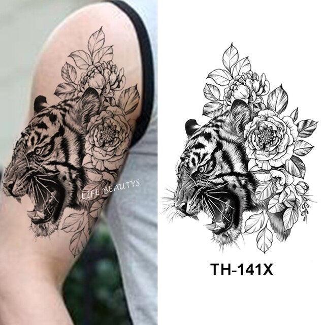 Fashion Temporary Sticker Tiger Tattoo Waterproof Removable Realistic Body Tatoo For Mens