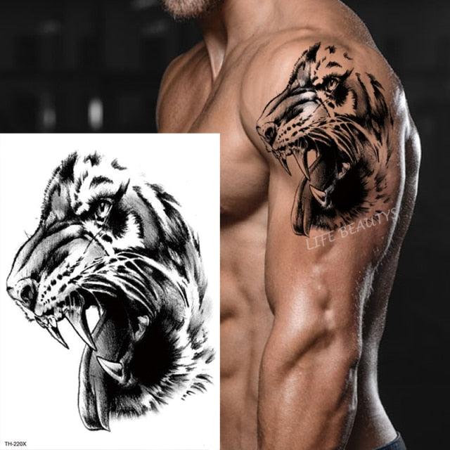 Fashion Temporary Sticker Tiger Tattoo Waterproof Removable Realistic Body Tatoo For Mens