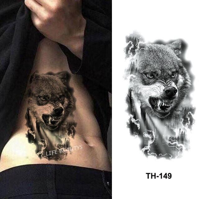 Fashion Temporary Sticker Tiger Tattoo Waterproof Removable Realistic Body Tatoo For Mens