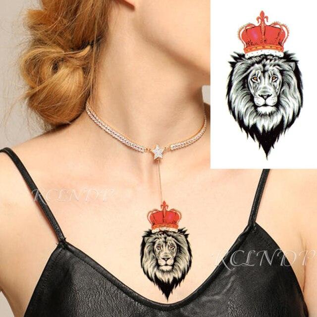 Lion King Temporary Tattoo Waterproof Black And Colorful Small Big Luxury Tattoo For Mens Womens