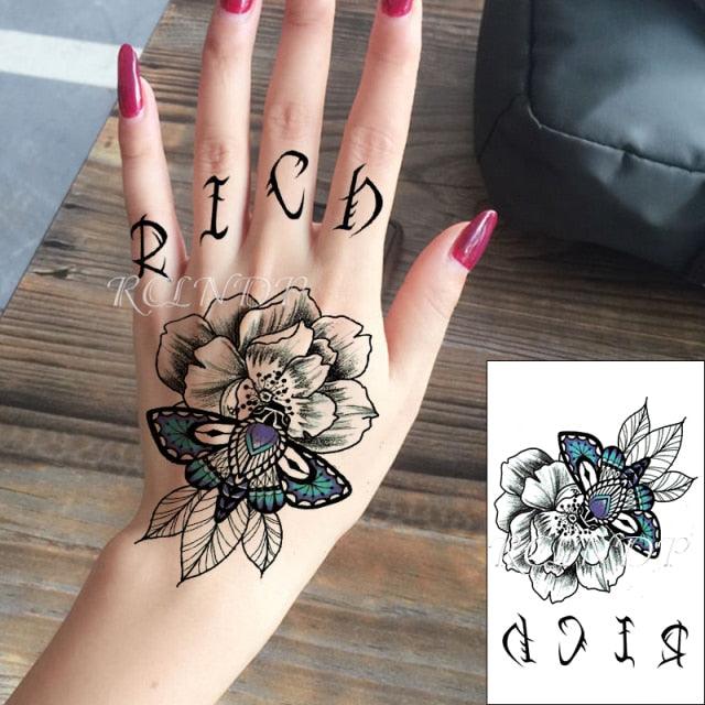 Waterproof Womens Temporary Sticker Tattoo Flower Rose Realistic Sketches For Arm Hand