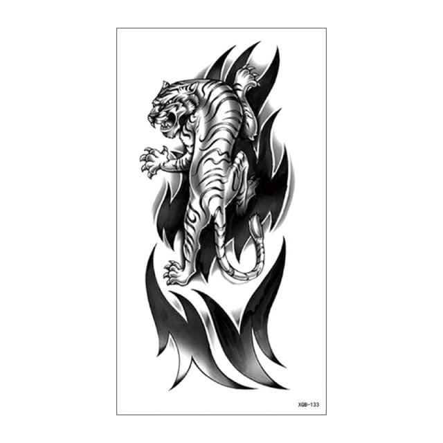 Big Tiger Lion Waterproof Temporary Sticker Tattoo Arm Legs Fake Tattoo Stickers For Adults Realistic Luxury Design For Mens Womens