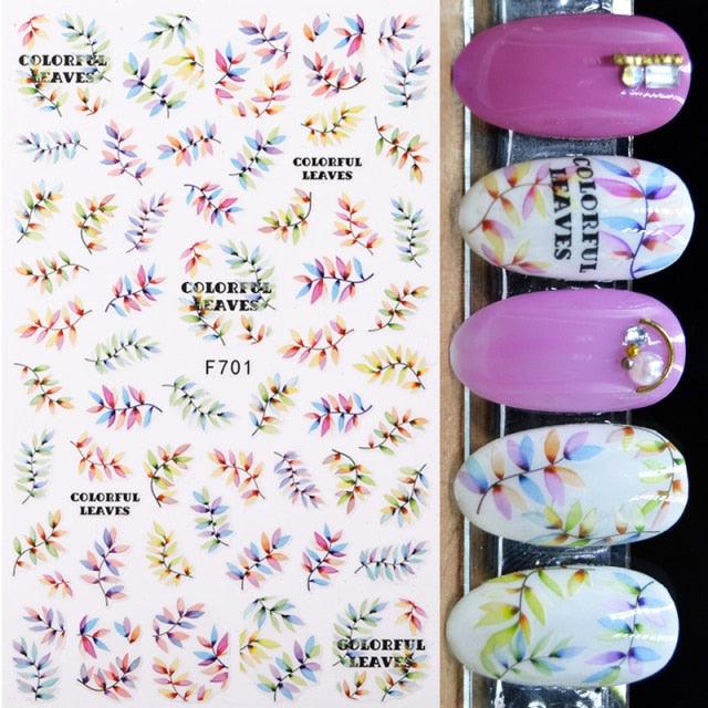 Maple Leaves 3D Nail Stickers Fall Leaf Flowers Line Sliders For Nails Self Adhesive Stickers Autumn Manicuring Decals Transfer Nail Decals Sticker For Pretty Girl Self-Adhesive Nail Decals Designer Nail Stickers for Acrylic