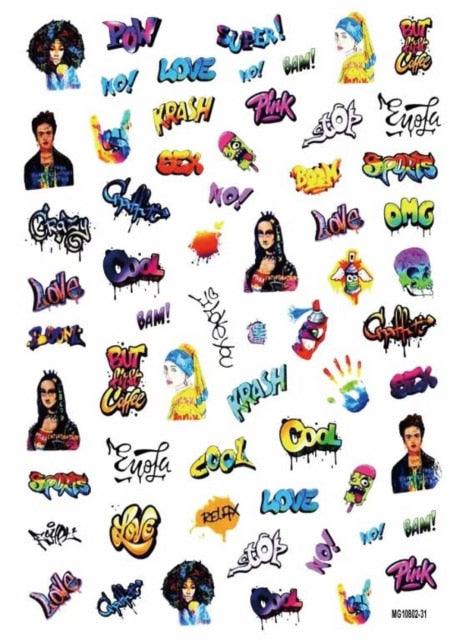 New Super Thin Self-Adhesive  Letter 3d Nail Decal Stickers Manicure Nail Art Decoration Accessories Holographic Old English Character Nail Self-Adhesive Sticker English Font Design Manicure Design Water Sliders Decorations Accessories