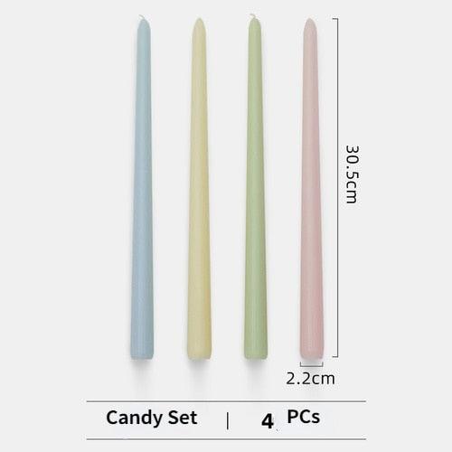 4pc Unscented 12" Candles Colored Long Stick Candle Smokeless Home Wedding Centerpiece Birthday Candle Tall Taper Candles Dripless Unscented Dinner Candle Paraffin Wax Candles