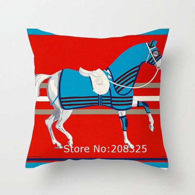 New Horse Cushion Cover Short Plus Luxury Horse Cotton Linen Decorative Pillowcase Cushion Decorative Pillows  Covers for Home Sofa Couch Car Bedrooms 45x45cm