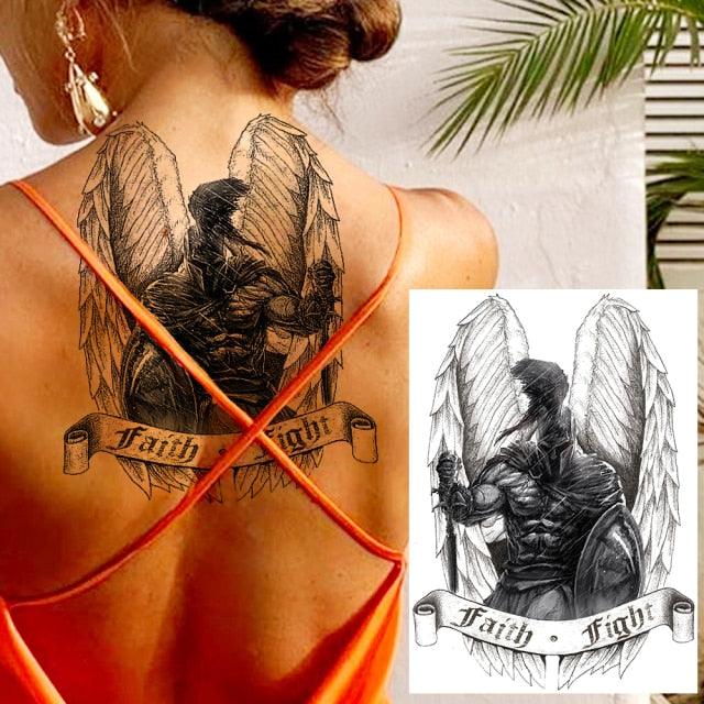 Realistic Lion Temporary Tattoo Black Warrior Sticker Waterproof Luxury Tattoo For Men Women