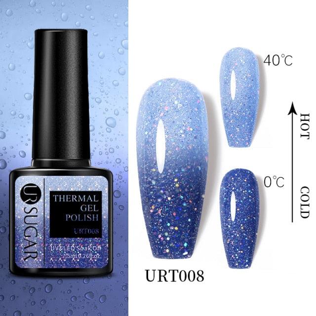 New 2022 Pink Blue Gel Nail Polish UV Color Changing Elegant Luxury Glossy Nail Design For Womens