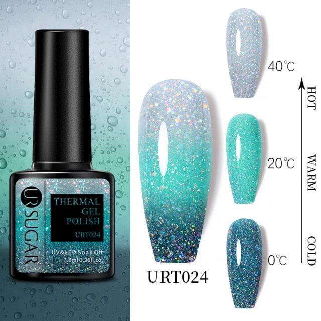 New 2022 Pink Blue Gel Nail Polish UV Color Changing Elegant Luxury Glossy Nail Design For Womens