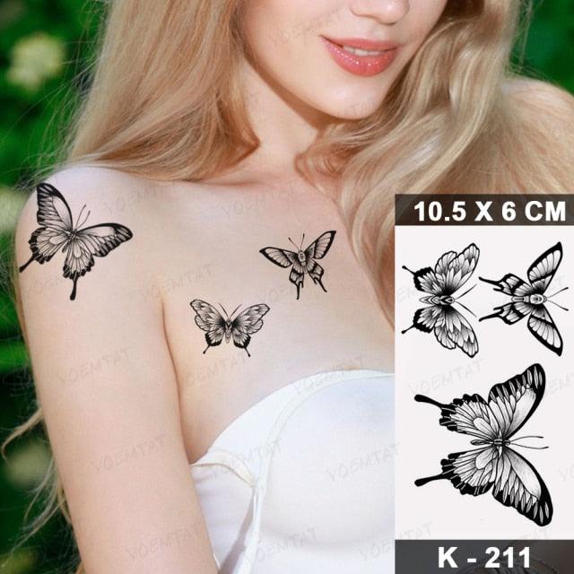 New Waterproof Temporary Tattoo Sticker Deer Animal Flash Tatoo Black Line Body Art Small Decorative Design For Womens Boys