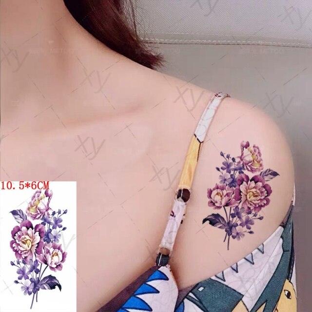Waterproof Temporary Tattoo Lavender Stickers Butterfly Flower Luxury Small Tattoo For Body Arm