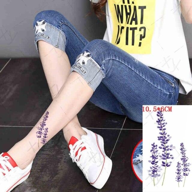 Waterproof Temporary Tattoo Lavender Stickers Butterfly Flower Luxury Small Tattoo For Body Arm