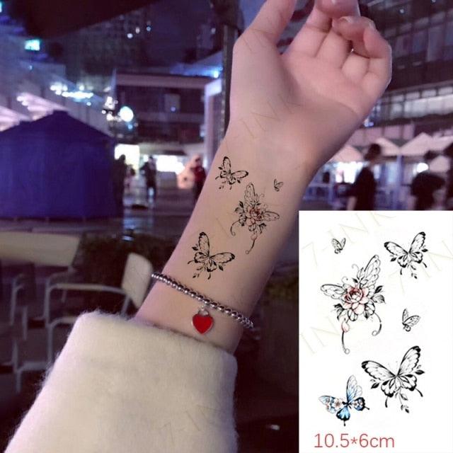 Waterproof Temporary Tattoo Lavender Stickers Butterfly Flower Luxury Small Tattoo For Body Arm