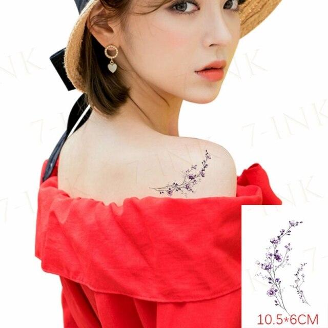 Waterproof Temporary Tattoo Lavender Stickers Butterfly Flower Luxury Small Tattoo For Body Arm