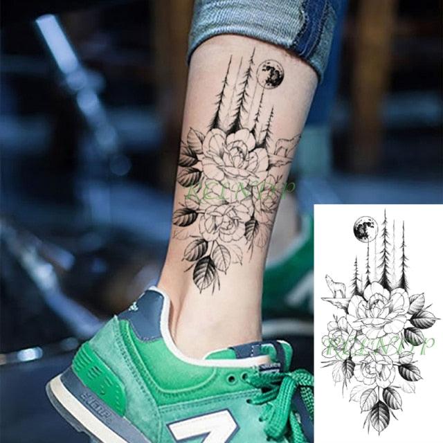 Black Waterproof Temporary Tattoo Sticker Different Design Colorful Fake Tattoo Arm Hand For Halloween Party Womens Mens