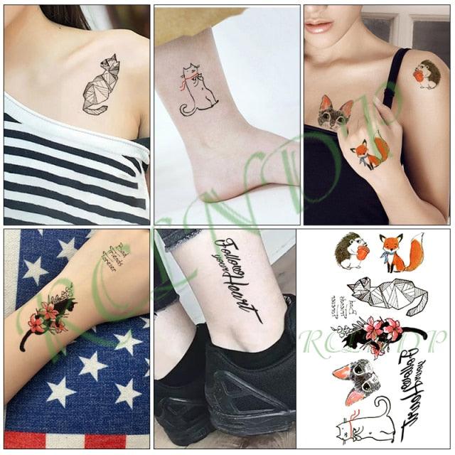 Black Waterproof Temporary Tattoo Sticker Different Design Colorful Fake Tattoo Arm Hand For Halloween Party Womens Mens