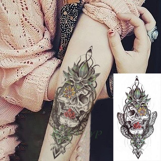 Black Waterproof Temporary Tattoo Sticker Different Design Colorful Fake Tattoo Arm Hand For Halloween Party Womens Mens