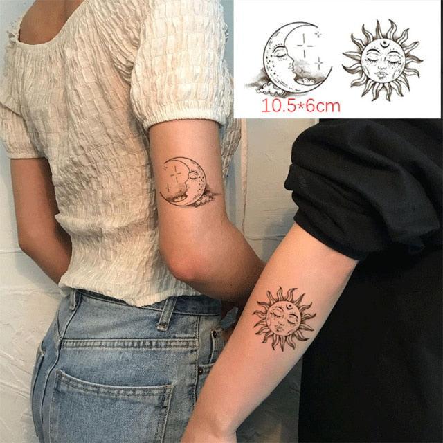 Modern Small Tattoo Sun Moon Heart Waterproof Temporary Tattoos High Quality Design For Womens