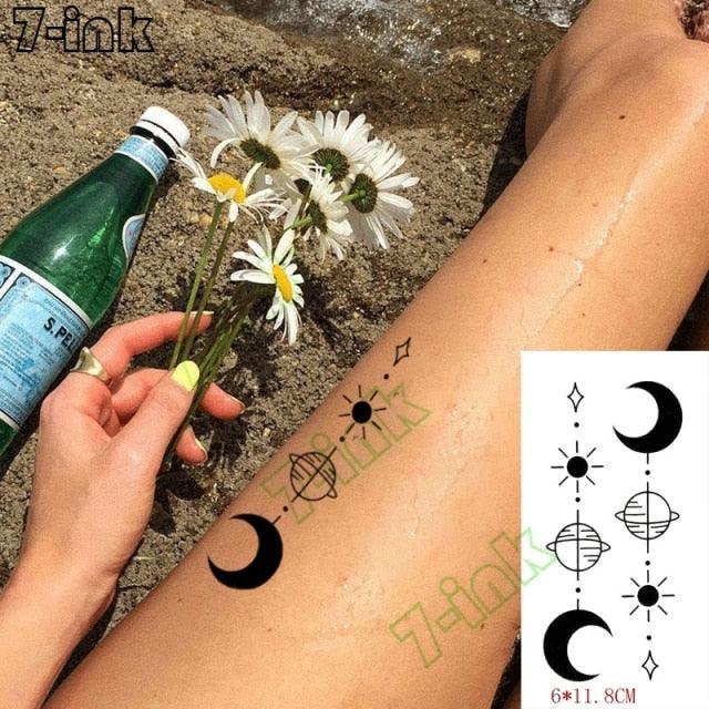 Modern Small Tattoo Sun Moon Heart Waterproof Temporary Tattoos High Quality Design For Womens